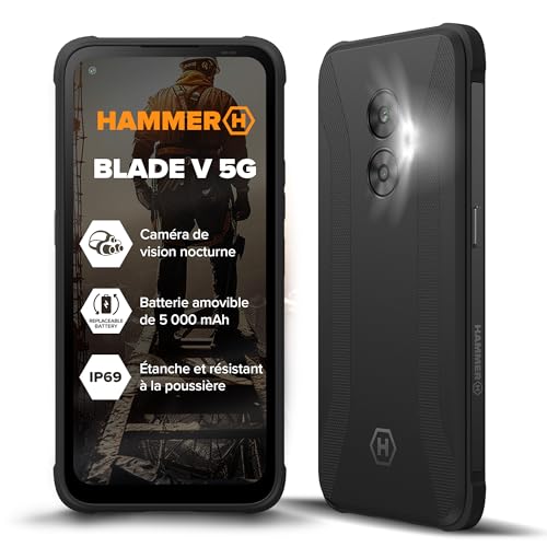 Smartphone blindé 5G Hammer Blade V anti-choc étable IP69 pour chantiers