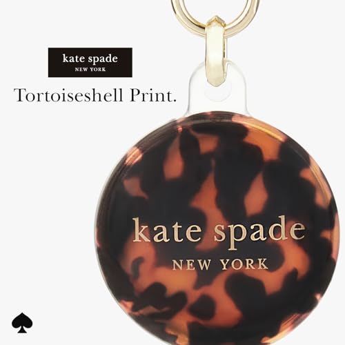 Image of kate spade new york AirTag Holder with Gold Ring Clip - Tortoiseshell | Stylish, Anti-Scratch, and Protective Case for Apple AirTag - Attaches Securely to Bags, Luggage, Keys, Purse, Totes & More