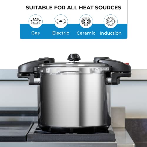 Buffalo Pressure Cooker 8 Qt Stainless Steel - Small Canning Pot with Lid for Home, Commercial Use - Easy to Clean Stove Top Pressure Canner, Can Cooker - QCP408 by BUFFALO - Used condition - Image 6
