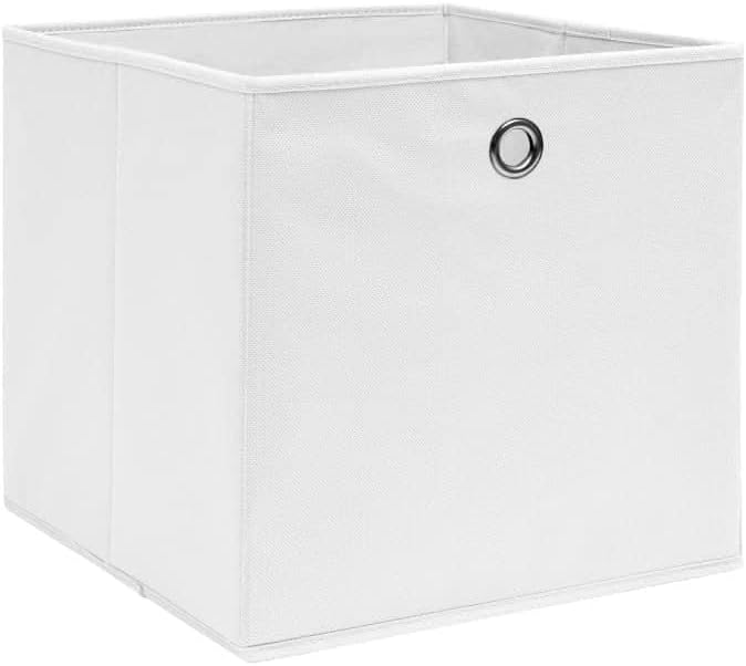Storage Box Set of 10, Foldable Fabric Organizer Bins for Closet, Bedroom, Nursery, White Cube Storage Containers, 11 x 11 x 11 Inches