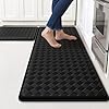 Kitchen Mats, 2PCS Kitchen Rugs, Cushioned Anti Fatigue Kitchen Mats for Floor, Non-Slip Standing Sink Mat, Waterproof Kitchen Rug Set for Kitchen Floor Office,17.3″×30″+17.3″×47″ Black