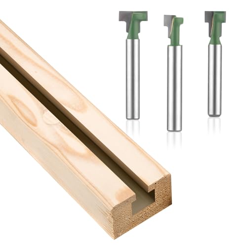 3pcs Keyhole Router Bits Set, 1/4 Inch Shank T Slot Cutter Set Router Bits, Blade Diameter 5/16", 3/8", and 1/2", Cutting Woodworking T Track Slotting Cutter for Wood Hex Bolt Milling Cutter Home DIY - Image 6