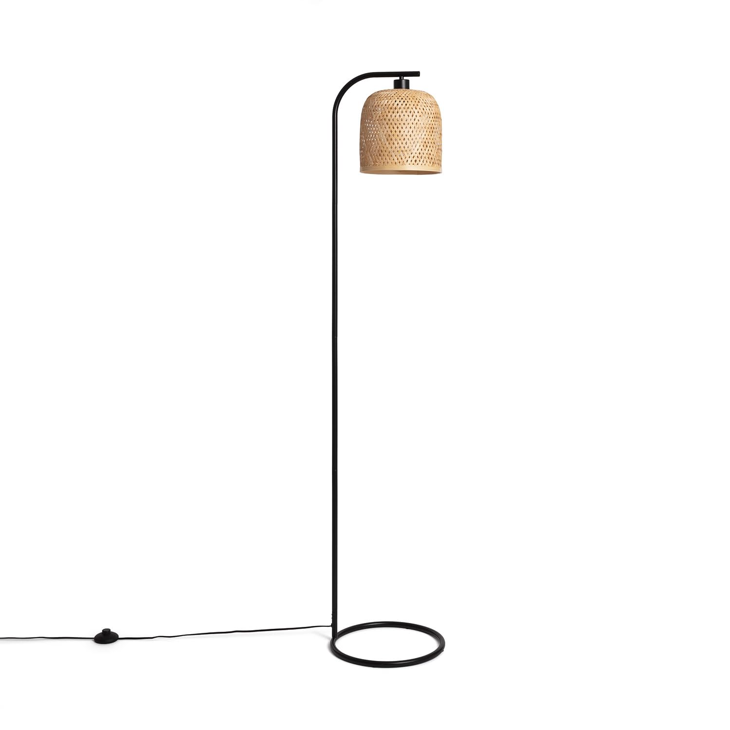 LEDKIA LIGHTING Lámpara de Pié Metal y Bambú Adola Natural E27