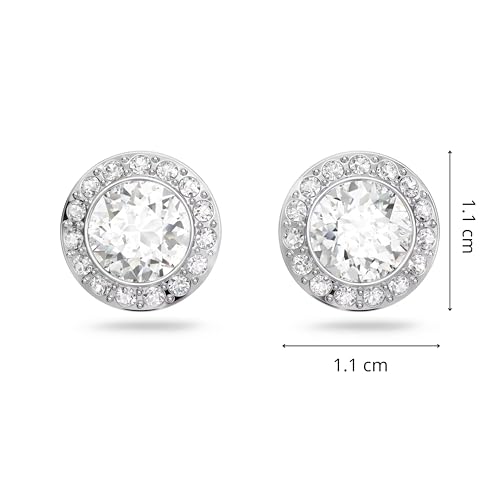 Swarovski Pendientes de botón Angelic, Talla redonda, Blancos, Baño de rodio