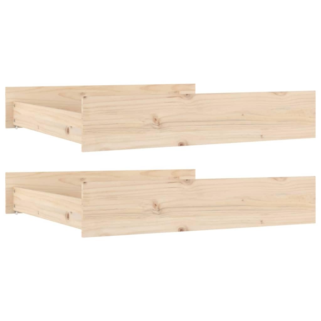 Lot de 2 Tiroirs sous Lit à Roulettes, Tiroir de Lit Rangement avec Roulettes 2 pcs bois de pin massif