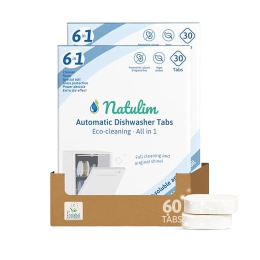 Natulim Vaatwastabletten – 60 stuks – Wateroplosbare & Biologisch afbreekbare tabletten voor vaatwasmiddel – 6-in-1 formule – Diepe reiniging, Glasbescherming, Zoutfunctie – Plasticvrij (Verpakking