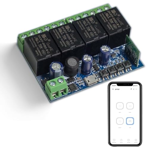 QIACHIP Ewelink Smart WiFi Switch,4 channel Dry Contact Relay Module 5V 12V 48V Momentary/self-locking ON Off Power Switch for Access Control,Turn on PC,Compatible with Alexa Google Home