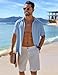 COOFANDY Mens Short Sleeve Button Down Shirts Casual Shirt for Men Linen Beach Vacation Shirts Clear Blue
