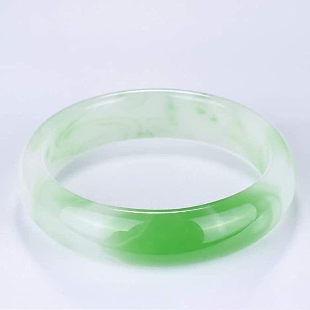 Braccialetti di Giada da Donna, Braccialetti di Giada con Fiori galleggianti Verde Chiaro, Braccialetti di Giada in Stile Cinese, Porta Fortuna, Gioielli Cinesi Feng Shui, 56-62 mm, 60 mm(56mm