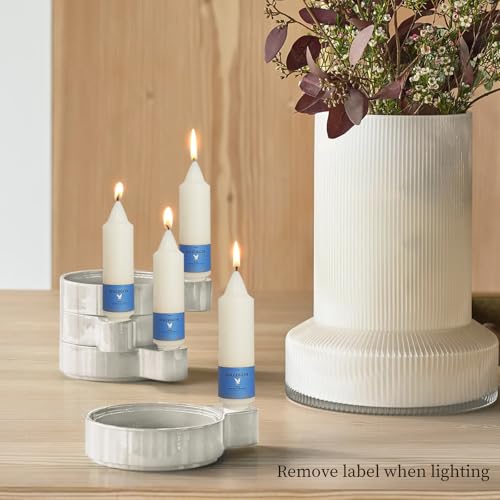 Image of Ivory Unscented Taper Candles 5 Inch Short Handmade Dinner Candles 4 Pcs | Elegant Smokeless Candle Long Lasting Burn with Steady Flame for Gifts, Holidays, Weddings and Home Decor