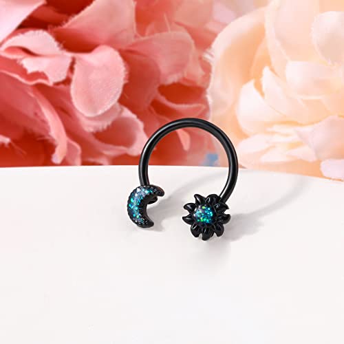 Melighting 16G Septum Rings Moon Daith Piercing Jewelry Sun Black Septum Jewelry 316L Surgical Steel Nose Rings Hoop Helix Earrings Cartilage Jewelry For Women #TOP2
