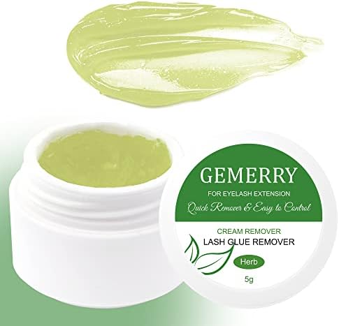GEMERRY Lash Remover for Lash Extensions 5g Cream Eyelash Glue Remover Low Irritation Lash Glue Remover for Sensitive Skin Fast Disslove Eyelash Remover for Lash Extensions (Herb)