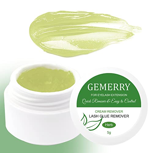 Gemerry Lash Remover For Lash Extensions 5G Cream Eyelash Glue Remover Low Irritation Lash Glue Remover For Sensitive Skin Fast Disslove Eyelash Remover For Lash Extensions (Herb) #TOP12