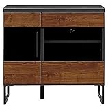 リビングボード キャビネット サイドボード 日本製 TV台 ハイタイプ テレビボード 寝室 ダイニング ヴィンテージ ビンテージ 完成品 レトロ ブラウン ウォールナット アイアン ヴォルト Voult (幅80cm, ブラウン)