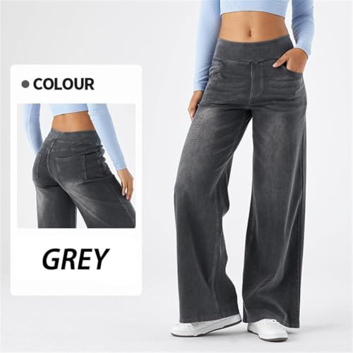 Grevela Pull Up Jeans, Women's Wide Leg High Waisted Jeans Stretchy Trendy Denim Pants, Pull on Wide Leg Jeans for Women2