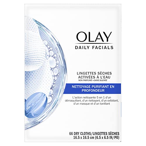 Olay Daily Facials, Deeply Purifying Clean, 5-In-1 Cleansing Wipes With Power Of A Makeup Remover, Scrub, Toner, Mask And Cleanser, 66 Count #TOP2