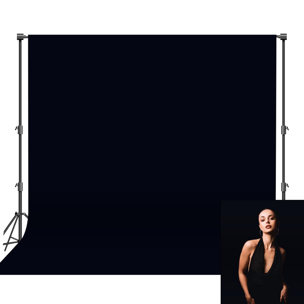 DeZerlor 8FT X 10FT Black Backdrop Background for Photoshoot High Density Photography Backdrops for Photo Booth Video Studio Portrait Background