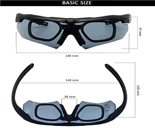 Galaxylense Ansi Z87.1 Tactical Combat Military Ballistic Eye-Shield Shooting High Impact Resistance Sunglasses With 3 Replacement Lenses And Prescription Glasses Holder (Black) #TOP2