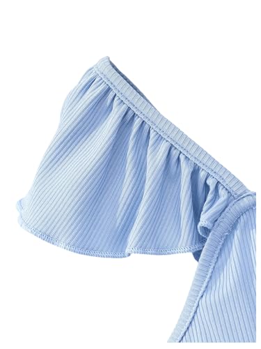 WDIRARA Girl's Ruffle Trim Crew Neck Tank Top Summer Vacation Ruched Cute Cami Tops4