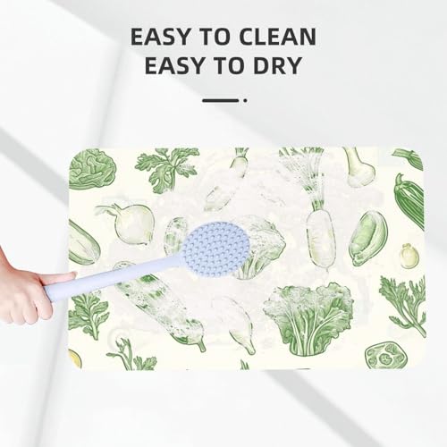 Tapis de bain antidérapant luffa vert lavable et drainant - 8
