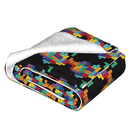Couverture en peluche douce jeté de canapé imprimé cœur coloré