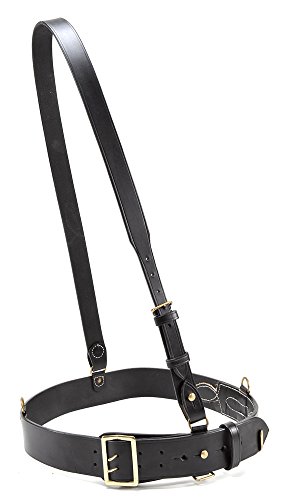 WW1 Sam Browne Belt with Shoulder Strap Black Leather will fit 46