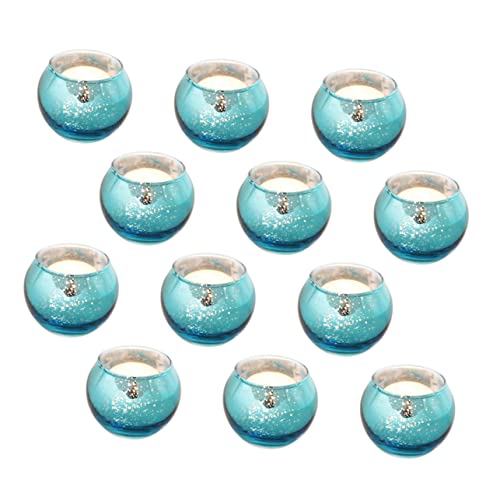 PRETYZOOM 12Pcs Glass Candle Holders Modern Speckled Hollow Candleholders for Home Decor for Bedrooms Living Rooms and Present Giving