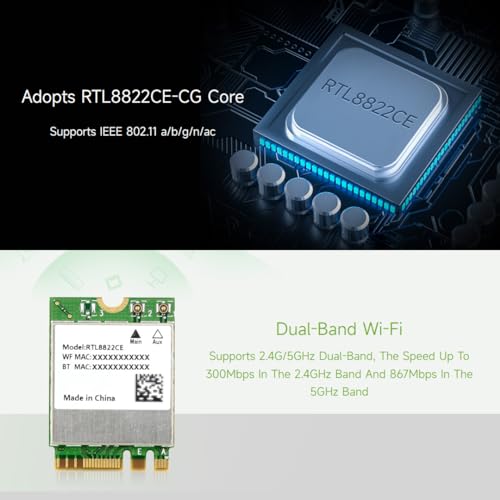 Waveshare RTL8822CE Wireless NIC, WiFi 5 Doble Banda 2.4G/5GHz, Bluetooth 5.0, Compatible con Linux y Windows 10/11 miniatura 6