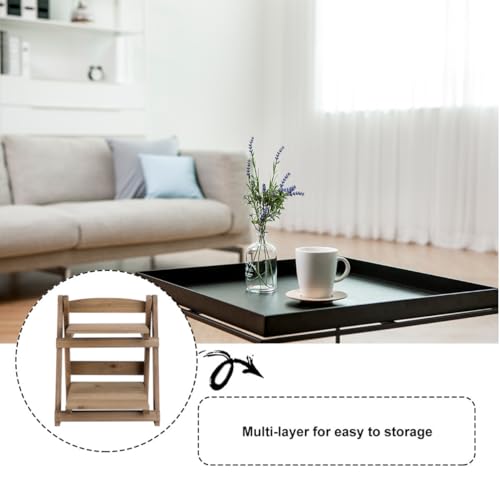 Étagère pliante simple en bois rétro à double niveau gain de place - 5