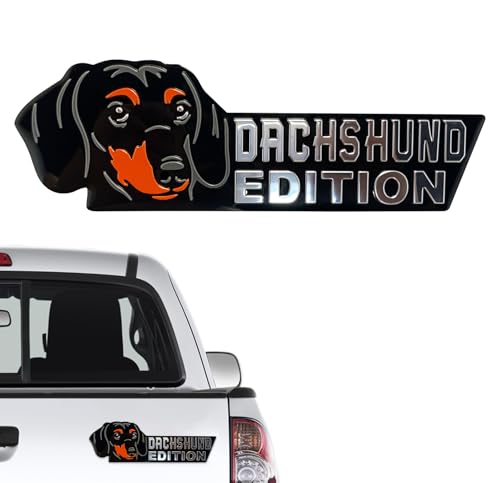 Image of Dog Edition 3D Car Badge, Laser Cutting Metal Emblem, Cute Dogs Decals (Dachshund)