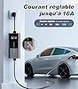 VDLPOWERVP Chargeur Voiture Electrique, 3.6KW EV Chargeur Type 2, Courant réglable 6/8/10/13/16A, 5M Cable Recharge Véhicule Electrique avec EU Schuko, Borne de Recharge Monophasé IP65 (3.68KW-5M)