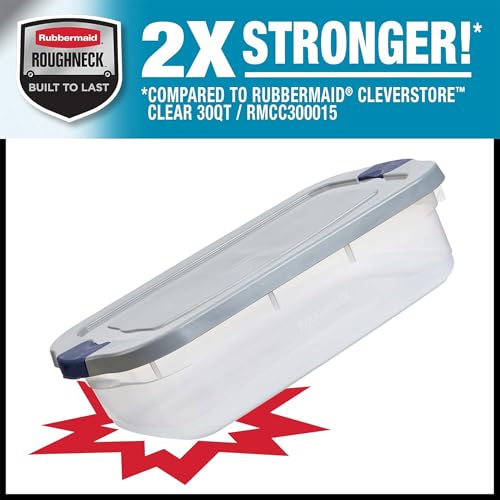 Image of Rubbermaid 6 Pack Roughneck Clear Storage Containers, Stackable Totes, 31 Quart
