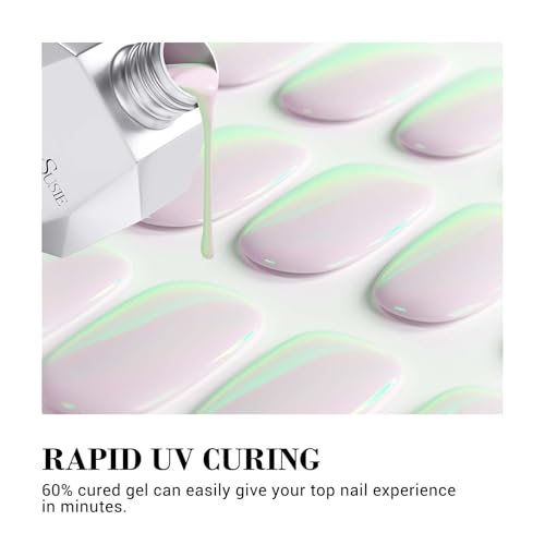 MelodySusie 30 tiras de unhas de gel semicuradas (branco pérola rosquinha esmaltada), funciona com l