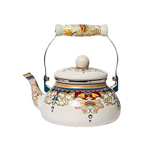 Dicker Emaille-Wasserkocher Verdickung mit großer Kapazität 2.4 Emaille-Wasserkocher Milch-Teekanne Topf mit flachem Boden Vollblumen-Induktionsherd