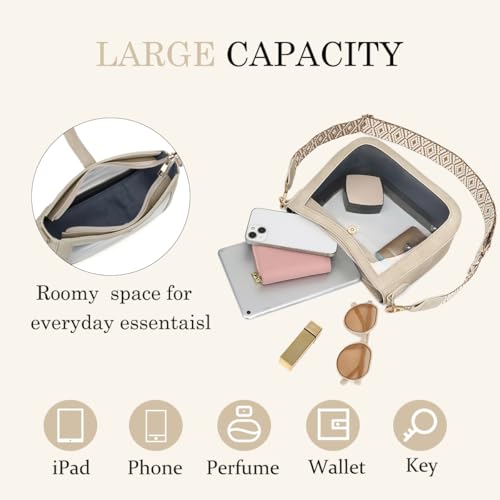 Image of LOXOMU Clear Crossbody Bags Stadium Approved, Clear Purses with Guitar Strap Clear bag for Stadium Events, Concerts