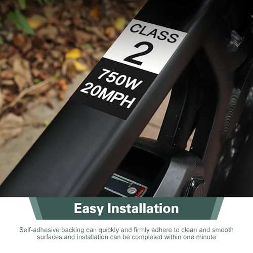 Zehiony 3 PCS Class 2 Ebike Stickers, 500W 20 MPH Frame Identification Decal, Weatherproof Removable Classification Number Label, Self-adhesive Exterior Part for Most E-bike (Black)