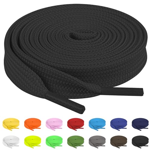 TBOC Cordones Planos [Negro] [90 cm] para Calzado Zapatos Zapatillas Botas | Cordón Patines Fútbol Deporte | Compatibles...