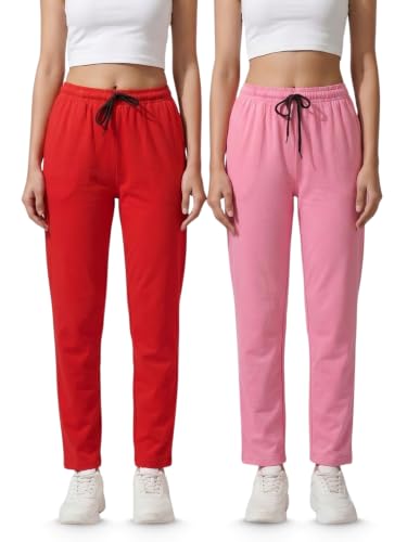Image of Fflirtygo Cotton Solid Track Pant /Lounge Wear /Pocket Payjama �100% Export Quality Soft Cotton Night Wear /Pocket Pyjama for Women Combo Pack, Black & Blue Pyjama