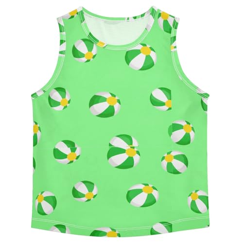 Striped Beach Ball Green Boys Tank Tops Toddler Sleeveless Tank Top Undershirts for Boy,3T