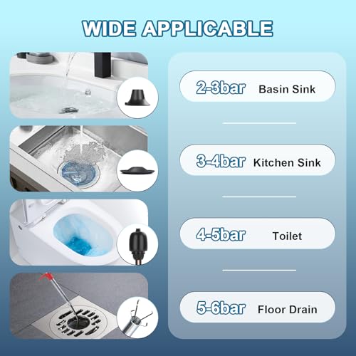 Image of Upgraded 360 Universal Toilet Plunger,Drain Clog Remover Toilet Plunger Set- High-Pressure Air Blaster with Visual Barometer for Bathroom, Kitchen, Sink Clogs
