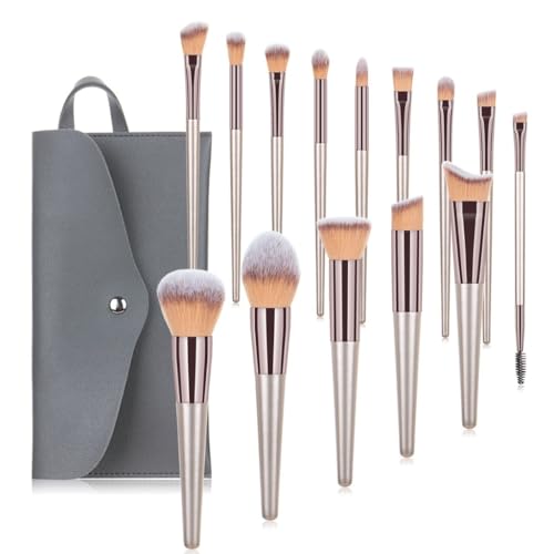 Pinceaux de maquillage champagne or set de 14 pièces élégantes pour poudre libre