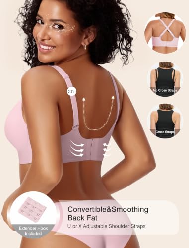 Image of Womens Wireless Jelly Bras No Underwire Support Push Up Removable Straps (U /Cross /Halter) Everyday Sports Bra