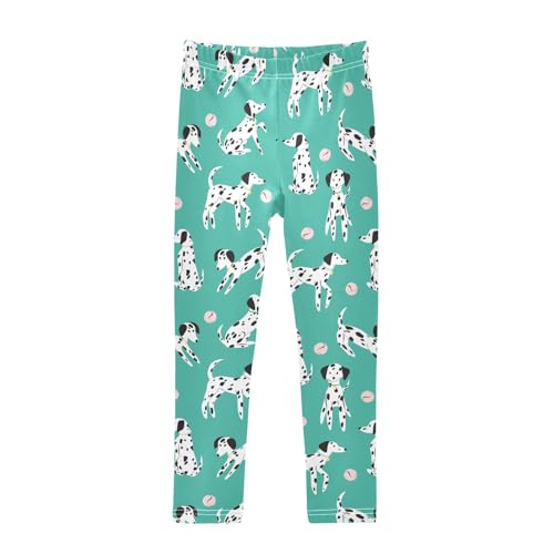 CaTaKu Girls Leggings Dalmatian Dogs Ball Leggings for Girls Kids Athletic Workout Yoga Pants Size 4-10T