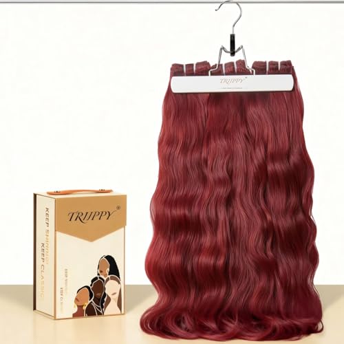 TRIIPPY Burgundy Natural Body Wave Bundles Human Hair 100% Vietnamese Raw Human Hair Sew in Weave 3 Bundles 5X Lifespan Over Regular 99j Hair No.1 Raw Hair Brand On Amazon(16 18 20 Inches)