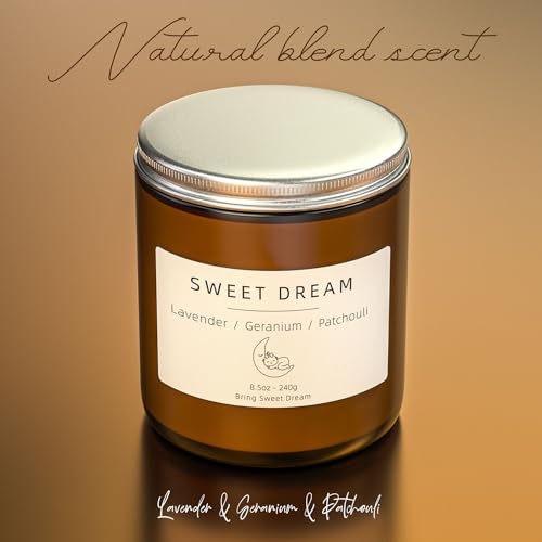 Sleep Candles Gifts for Women, Lavender Scented Candles Gift Set for Anxiety, Lavender Promotes Sleep, Chamomile Relieves Stress, Relaxation Gifts for Women (Sweet Dream 1 Pack, 240g)