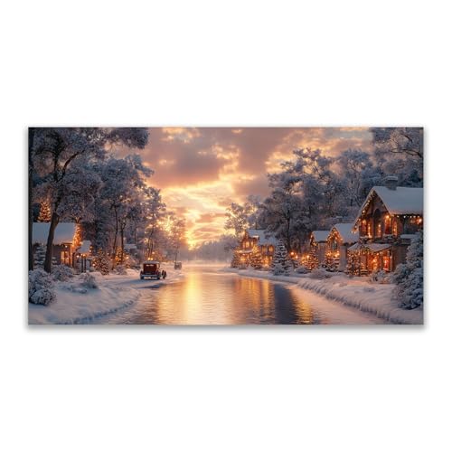 Impression Sur Toile XXL Forêt Hiver Sapins Art Panoramique Moderne