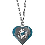 NFL Miami Dolphins Womens Heart Necklace, Team Color, 22 inch
