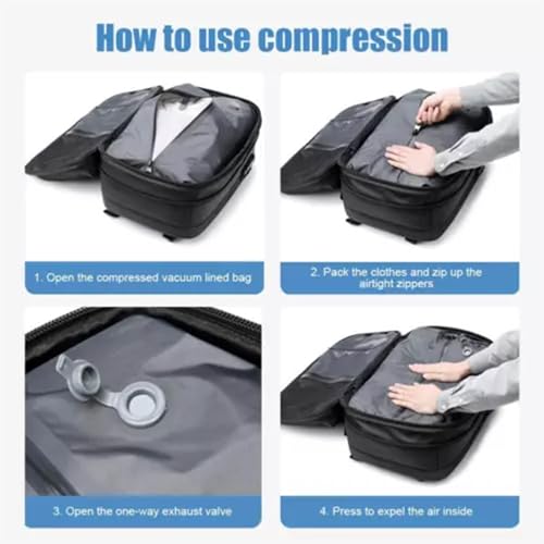 Spacevac Backpack, Vacpack Backpack with Vacuum, 60L Expandable Easy Vac Travel Bag with Pump, Waterproof & Anti-Theft (Black, With vacuum pump) 7