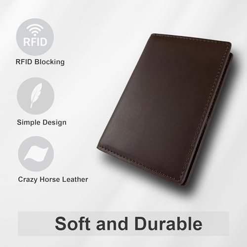Slim Minimalist Credit Card Holder - Crazy Horse PU Leather Bifold RFID Blocking Wallet for Men & Women3