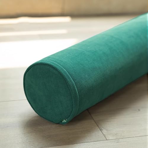 XIEMINLE Round Cervical Roll Bolster Pillow Lumbar Pillow, Couch Armrest Support Cushion, Sleeping Roll Cushion Headboard Pillow for Sofa Bed Car, Removable Bed Pillow (50x15cm,Green)